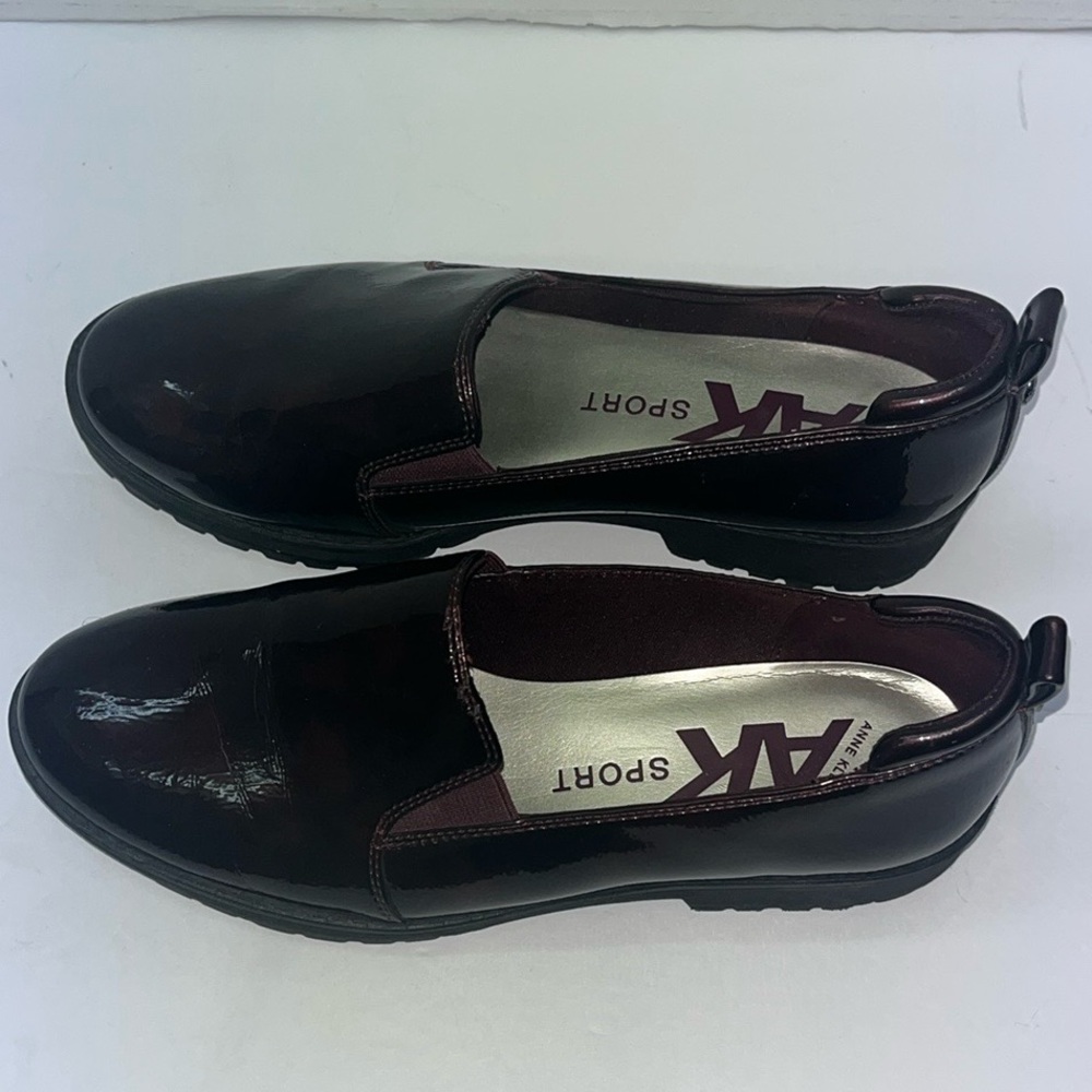 Anne Klein AK Sport Burgundy Patent Leather Slip-On Shoes - Picture 3 of 7